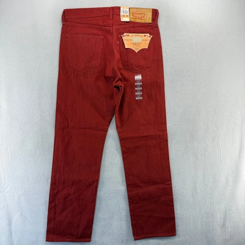 Levis Jeans men's 33x32 Red 501 xx 501xx Straight Shrink To Fit Straight y2k NEW